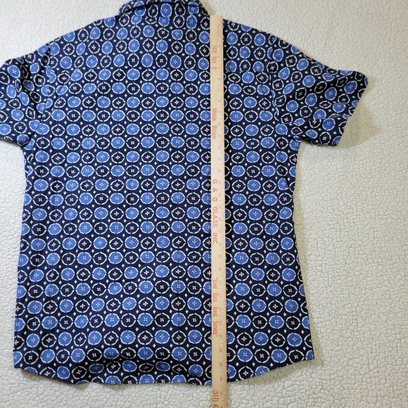 Reverse Threads Shirt Men's XL Blue Geometric Button Up Short Sleeve NWT - Picture 11 of 12